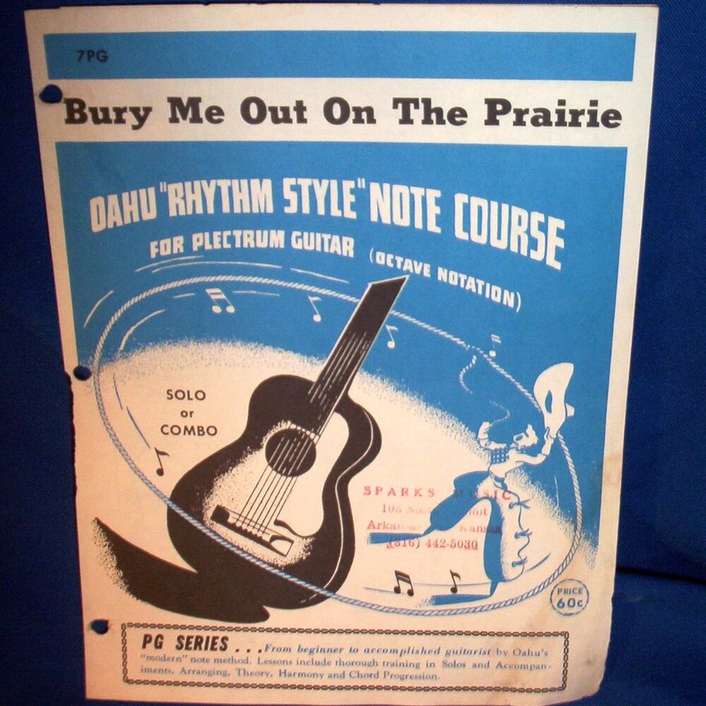 VINTAGE OAHU GUITAR "RHYTHM STYLE" NOTE COURSE FOR PLECTRUM GUITAR - 1968